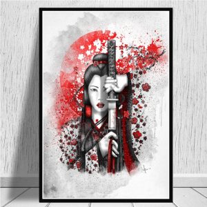 Poster Japonais Femme Guerrière