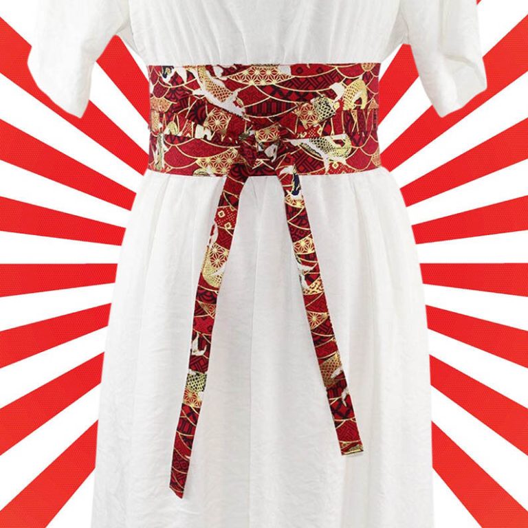 Ceinture obi style ceinture japonaise de kimono en wax du sénégal - bleu orange et blanc - Un grand marché Ceinture obi style ceinture japonaise de kimono en wax du sénégal - bleu orange et blanc - Un grand marché