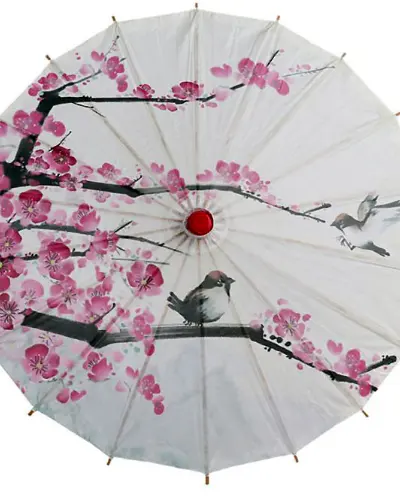 Ombrelle Japonaise – Oiseaux et Branches Fleuries