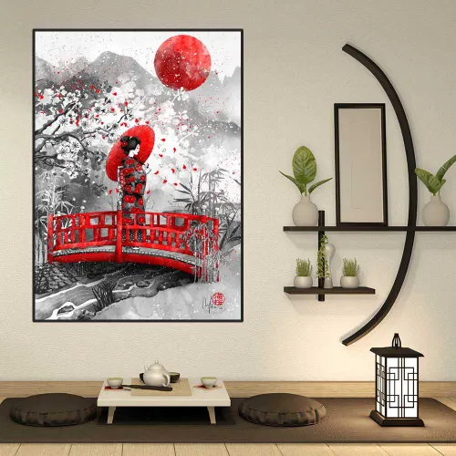Tableau décoratif japonais dans un intérieur épuré